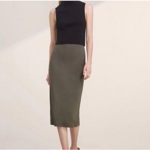 Aritzia Babaton Olive Midi Skirt, S